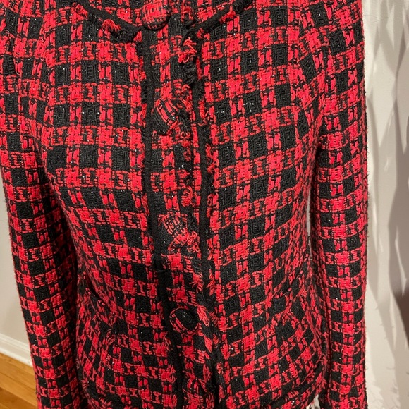 Wool Tweed Textured Houndstooth Plaid print Tomboy Preppy Work Fall Winter VGT - Picture 3 of 9